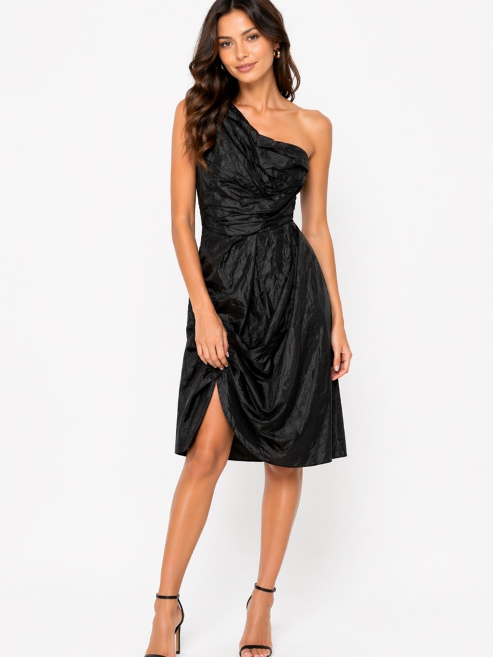 EUC Vera Wang Maids Formal Dress Size 8 Elegant Black One-Shoulder Dress - Picture 1 of 13